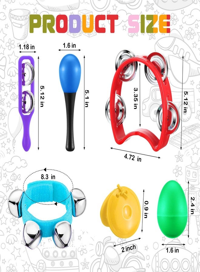 Silipull 72 Pcs Shaker Musical Instruments for Kids Egg Shaker Wrist Hand Band Bells Maracas Percussion Tambourine Cymbals Plastic Castanets for Preschool Early Music Learning Toy - Image 2
